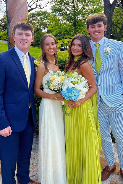 Charming A Line Sweetheart Light Yellow Long Prom Dress with Ruffles