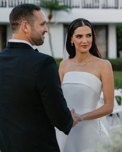 Strapless Sleeveless A-Line Floor-Length Wedding Dress