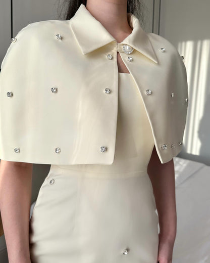 Short Shawl Sleeveless Beaded Mermaid Ankle-Length Evening Dress