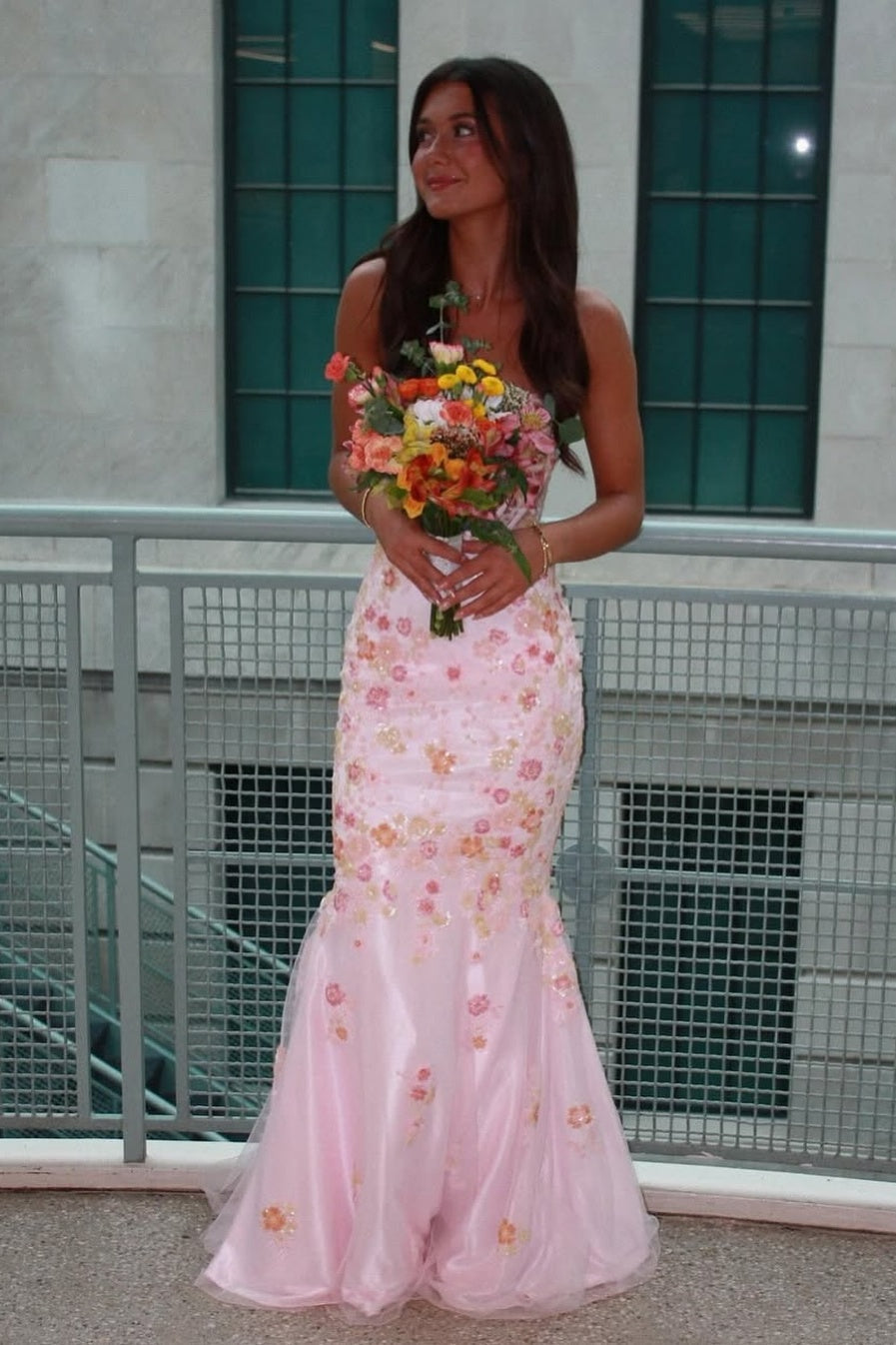 Sweetheart Floral Beaded Mermaid Long Dress
