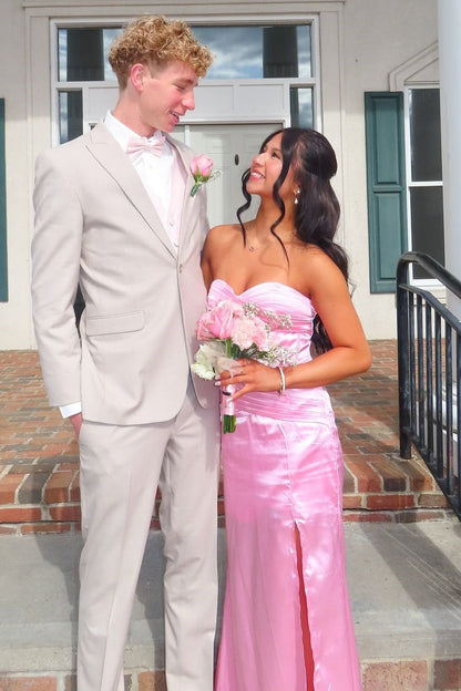 Pink Twist Sweetheart Floor-length Prom Dress