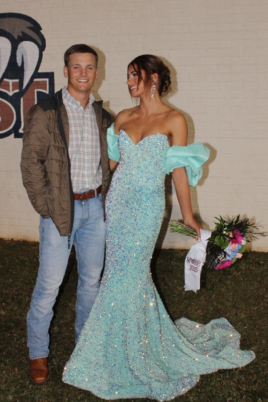 Tiffany Blue Sweetheart Sequin Mermaid Dress