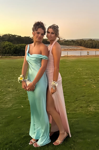 Fuchsia Fitted Soft Satin Fitted Maxi Dress