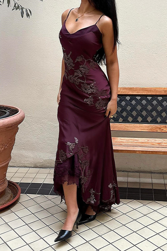 Grape Purple Spaghetti Straps V-Neck Mermaid Prom Gown