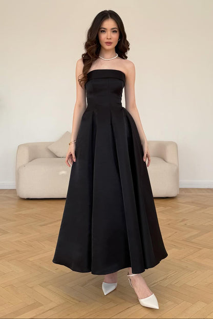 Strapless Sleeveless A-Line Ankle-Length Evening Dress