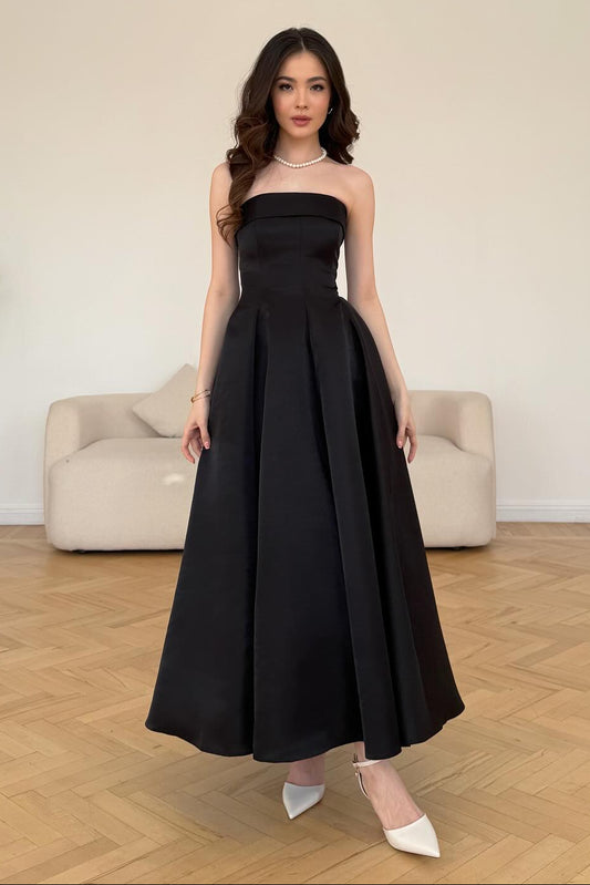 Strapless Sleeveless A-Line Ankle-Length Evening Dress