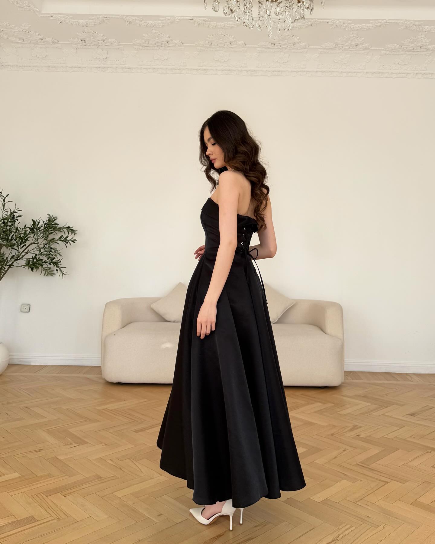 Strapless Sleeveless A-Line Ankle-Length Evening Dress