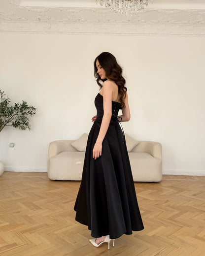 Strapless Sleeveless A-Line Ankle-Length Evening Dress