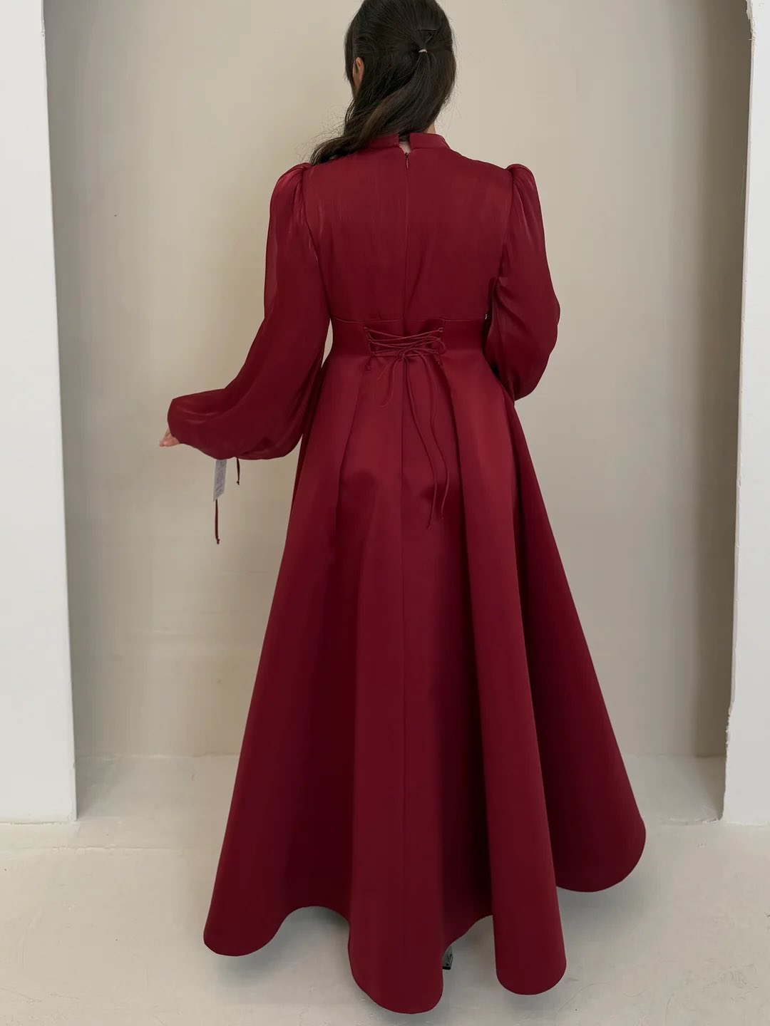 High Neck Long Sleeve Beaded A-Line Formal Evening Dress