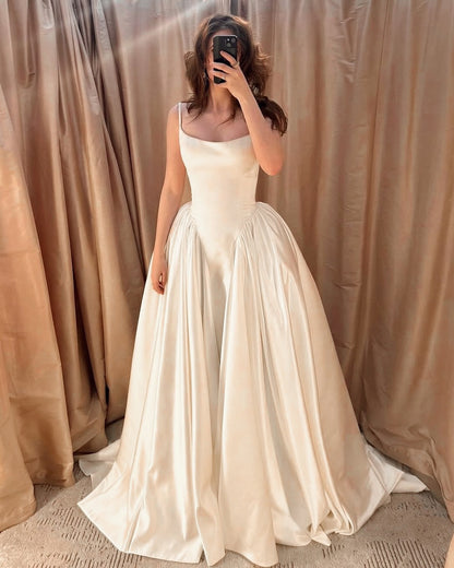Strapless Sleeveless A-Line Floor-Length Wedding Dress