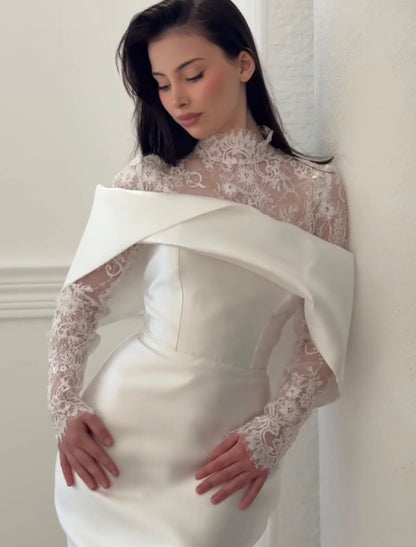Mermaid Lace Long Sleeve High Neck Floor-Length Wedding Dress
