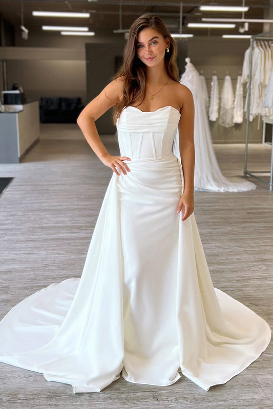 Sweetheart Sleeveless Mermaid Court Train Floor-Length Wedding Dress
