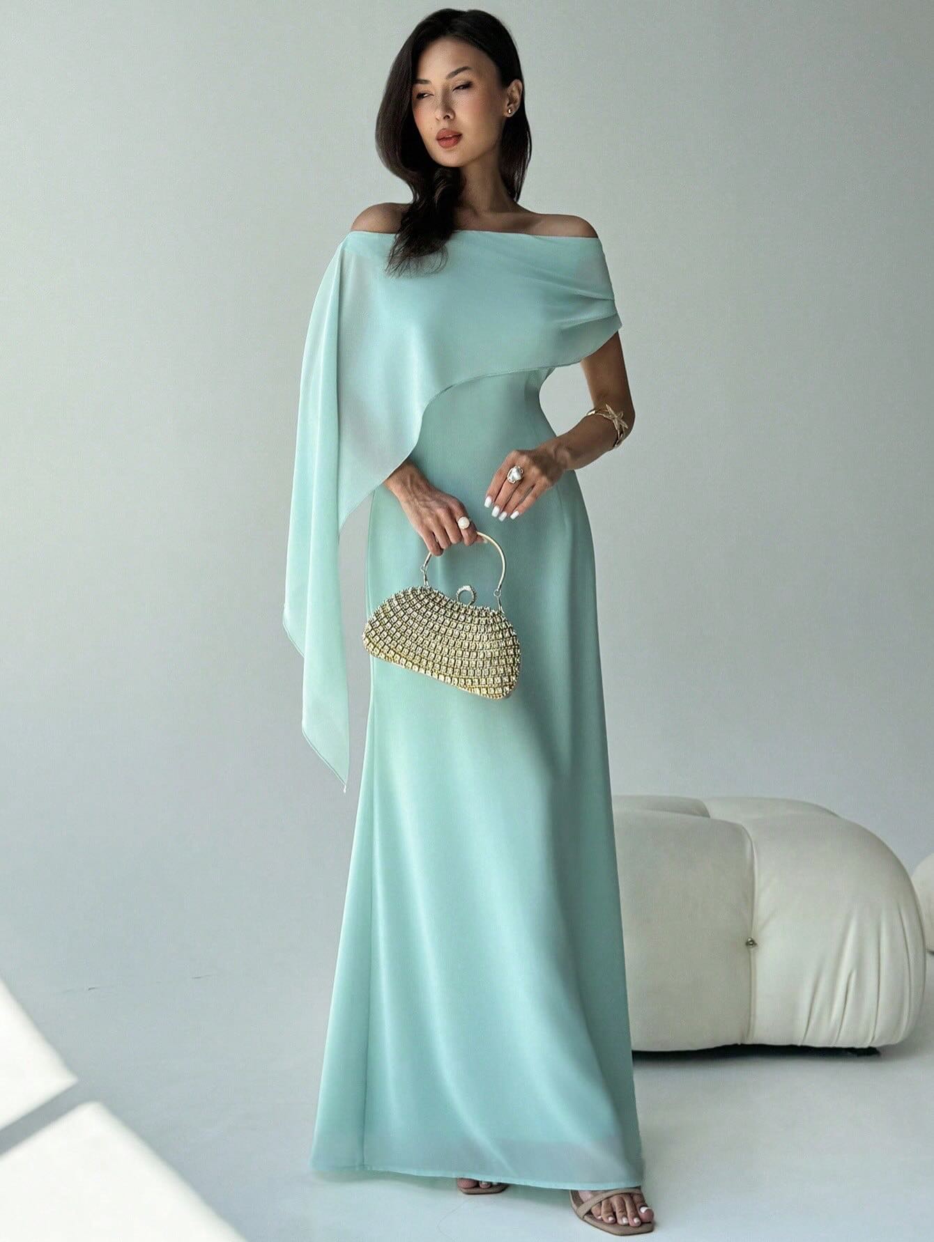 Off the Shoulder Sleeveless Mermaid Evening Dress