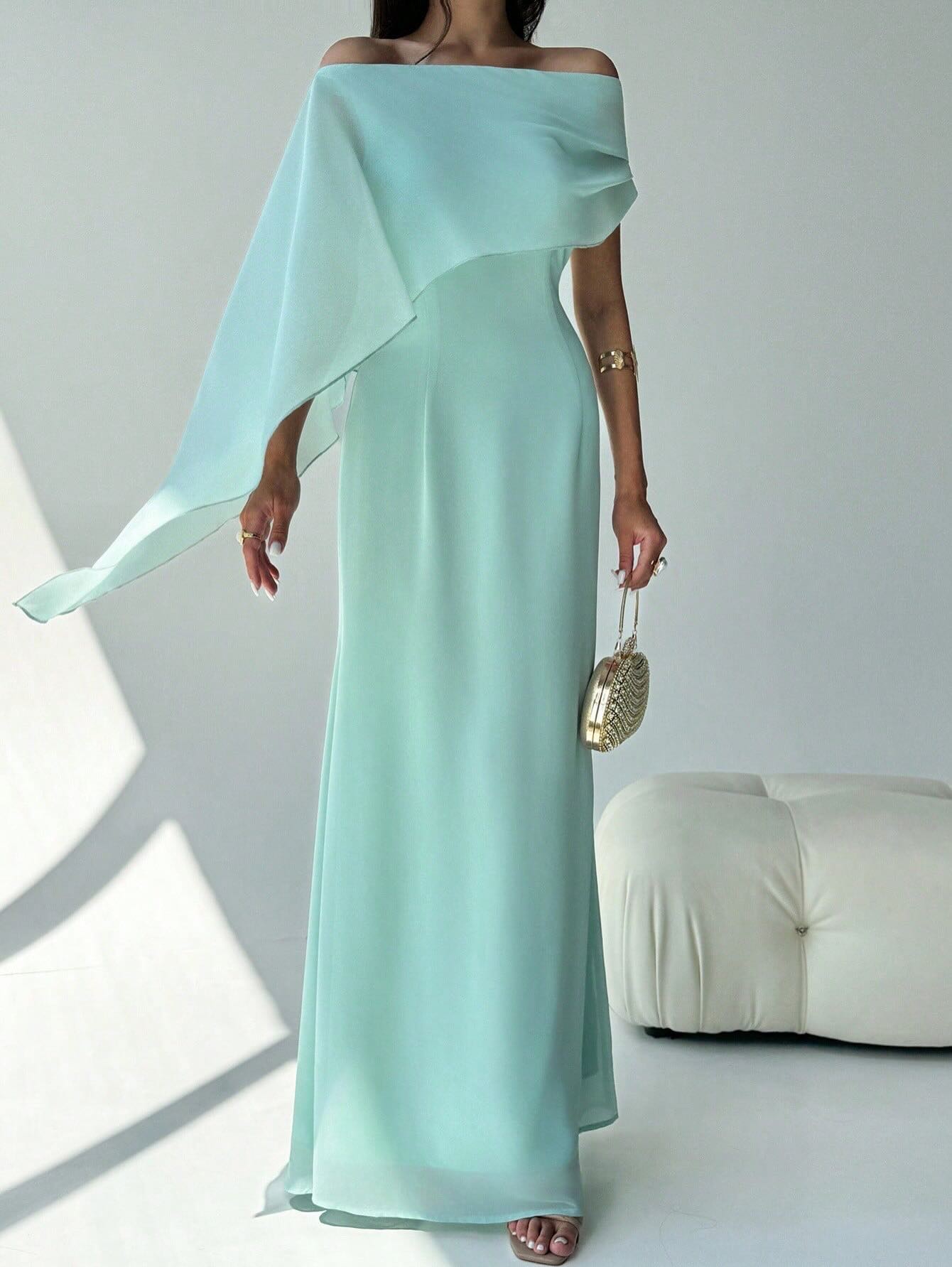 Off the Shoulder Sleeveless Mermaid Evening Dress
