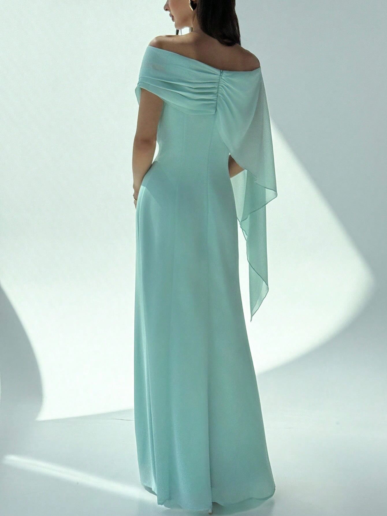 Off the Shoulder Sleeveless Mermaid Evening Dress