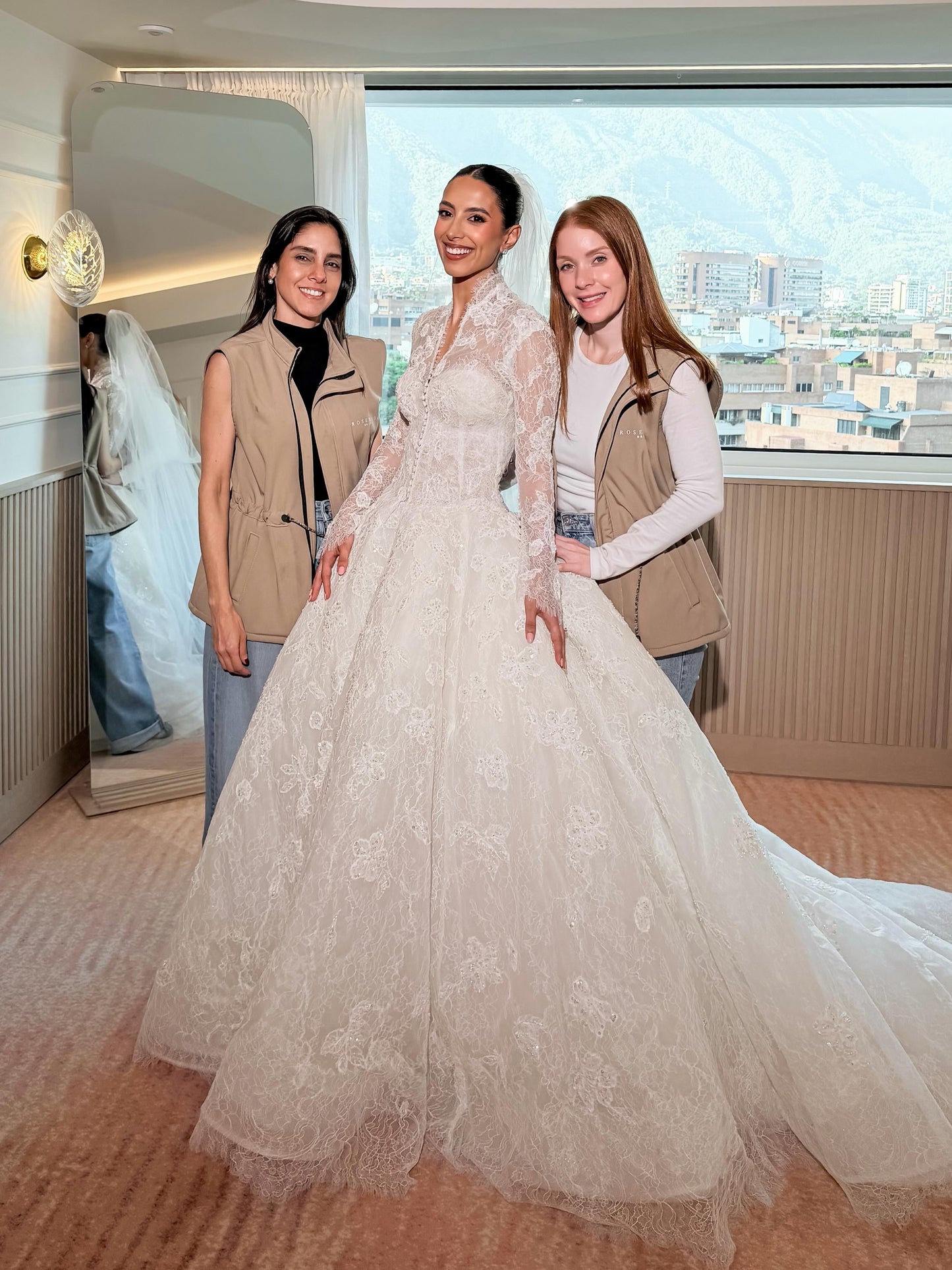 Lace Long Sleeve Sparkle Applique A-Line Floor-Length Wedding Dress