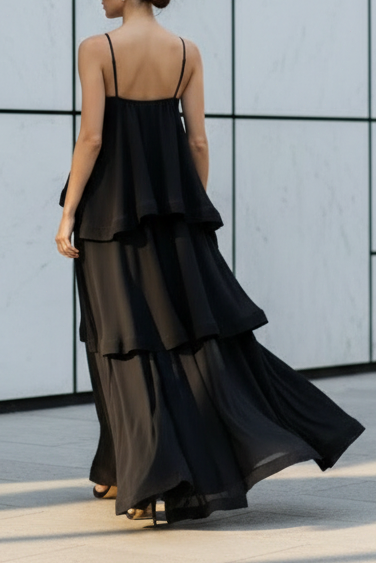 Spaghetti Straps Sleevless A-Line Tassel Evening Dress