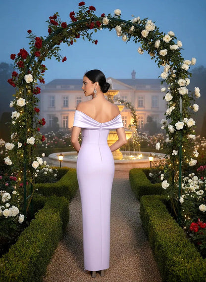 Elegant Purple Satin One-Shoulder Crystal Beaded Mermaid Silhouette Formal Evening Gown
