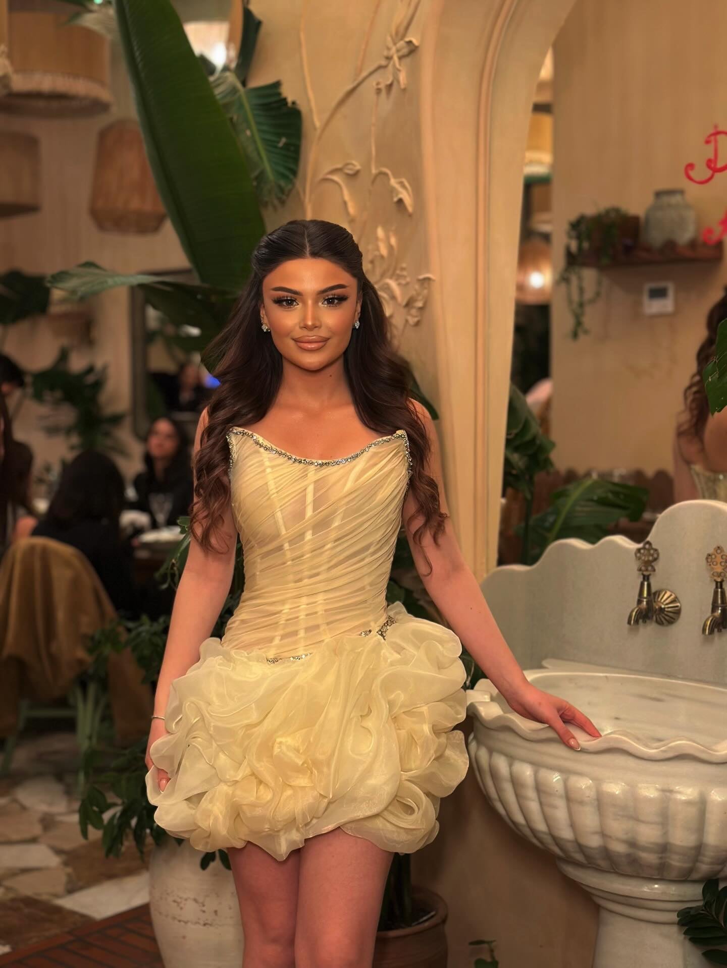 Exquisite Daffodil Straight Across Sleeveless Pleated Mini Prom Dress