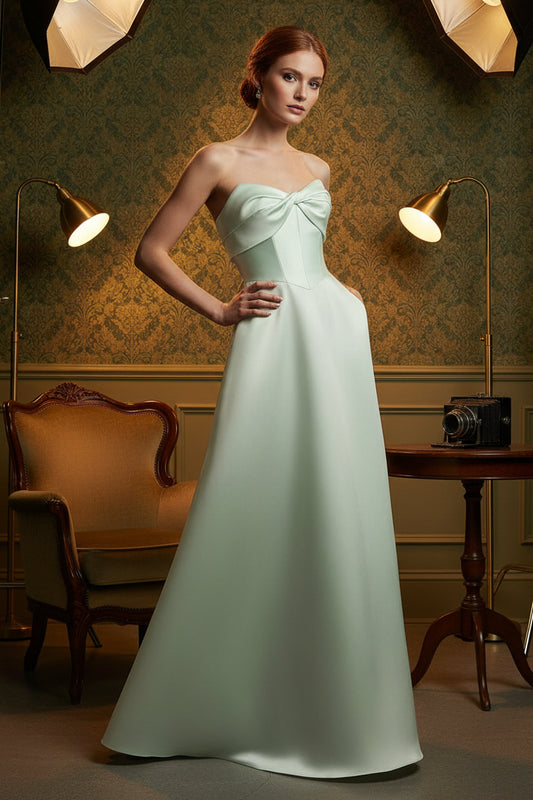 Sweetheart Green Sleeveless A-Line Floor-Length Prom Dress