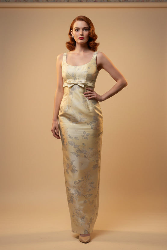 Square Neck Sleeveless Flowers Floral Print Mermaid Prom Dress