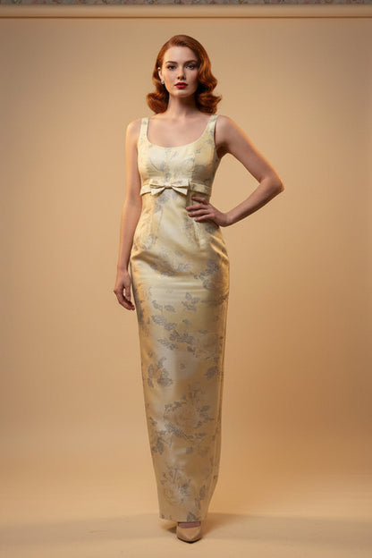 Square Neck Sleeveless Flowers Floral Print Mermaid Prom Dress