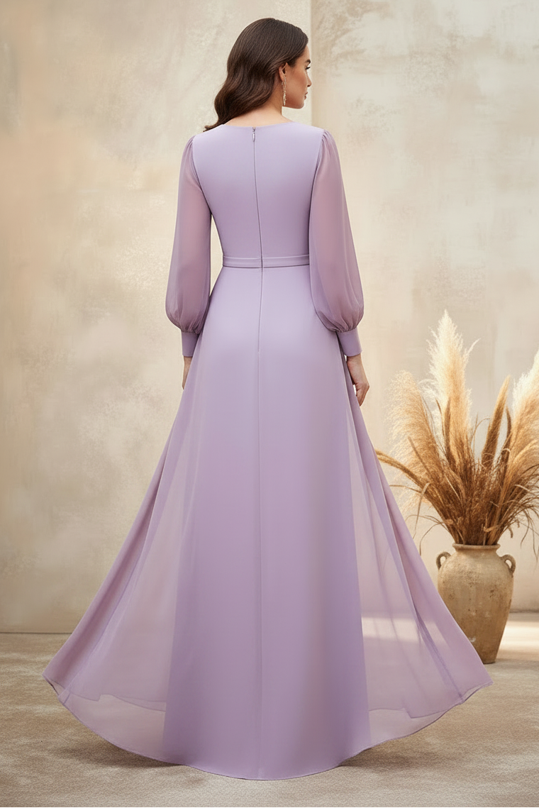 Long Sleeve Applique Mermaid Court Train Mother of the Bride Dress