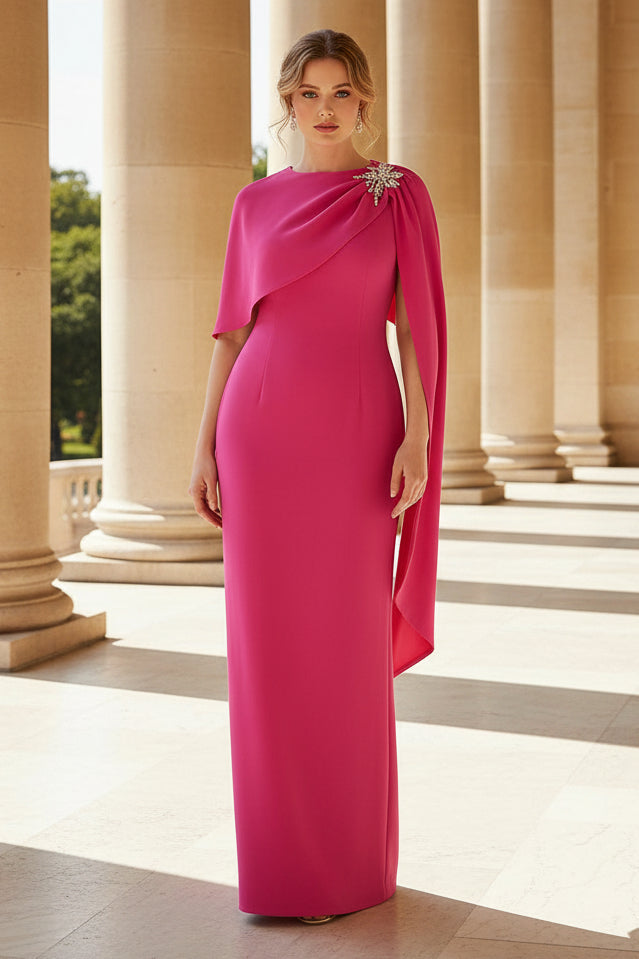 One-Shoulder Satin Mermaid Formal Dresses with Sleeves
