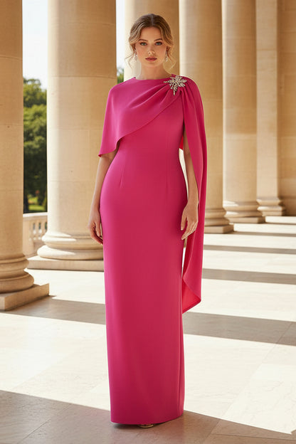 One-Shoulder Satin Mermaid Formal Dresses with Sleeves