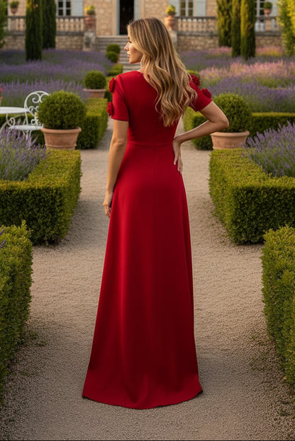 A-Line Crew Neck 3D Flowers Formal Dresses