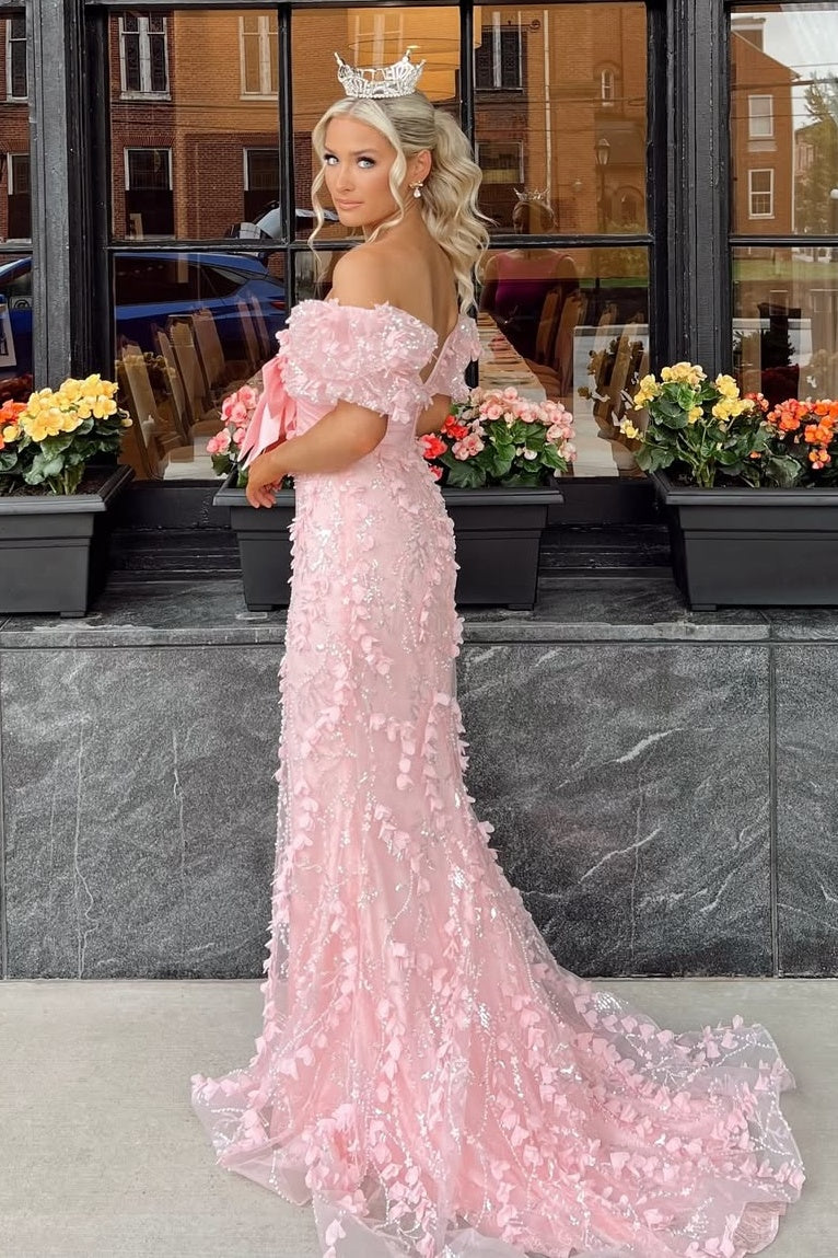 Glamorous Mermaid Sweetheart Pink Long Prom Dress with Appliques