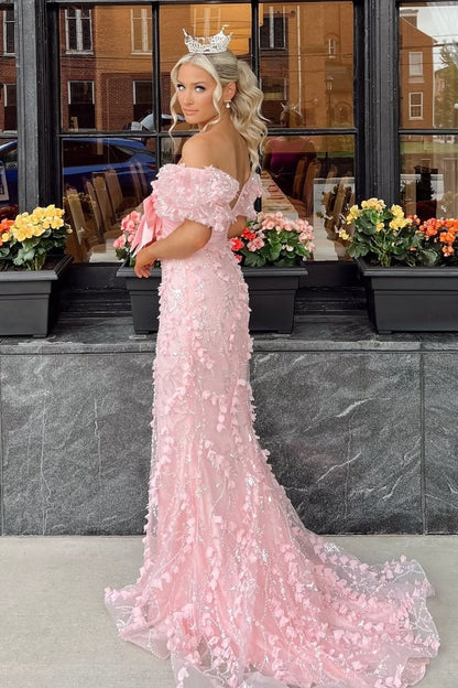Glamorous Mermaid Sweetheart Pink Long Prom Dress with Appliques