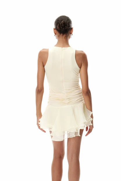 Sleeveless Flowers Mermaid Ruffles Short Mini Party Prom Dress