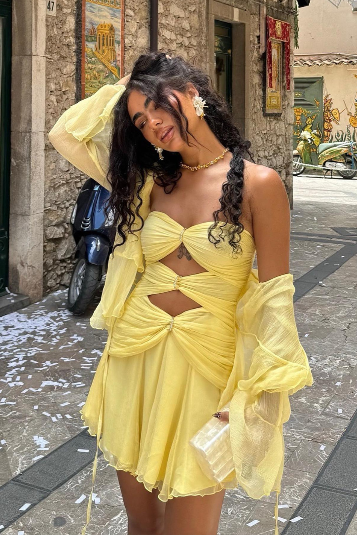 Strapless Sleeveless Cut-Out A-Line Short Mini Party Prom Dress