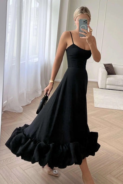 Sleeveless Spaghetti Straps Sleeveeless A-Line Prom Dress