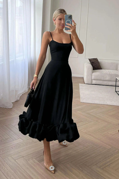 Sleeveless Spaghetti Straps Sleeveeless A-Line Prom Dress