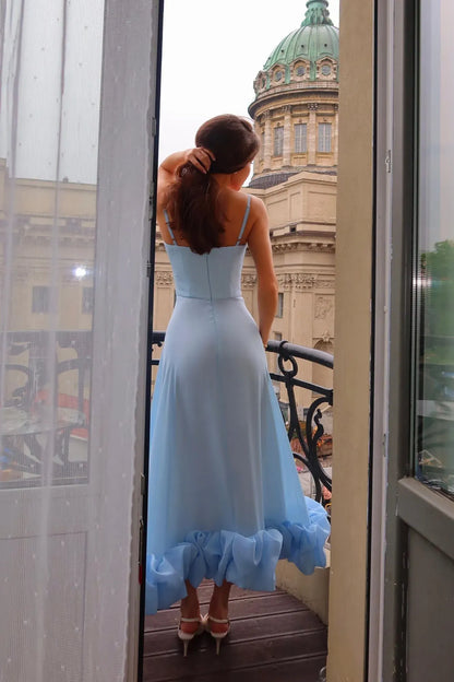 Sleeveless Spaghetti Straps Sleeveeless A-Line Prom Dress