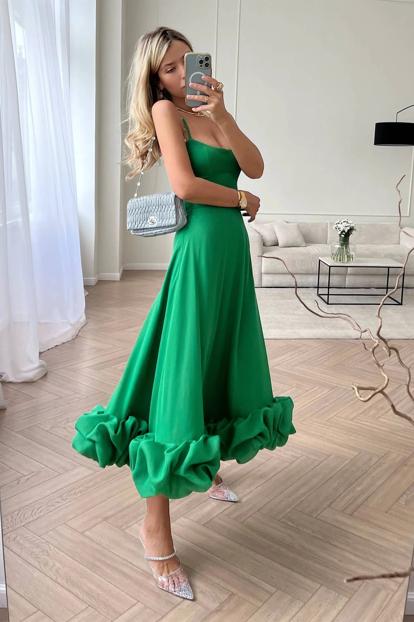 Sleeveless Spaghetti Straps Sleeveeless A-Line Prom Dress