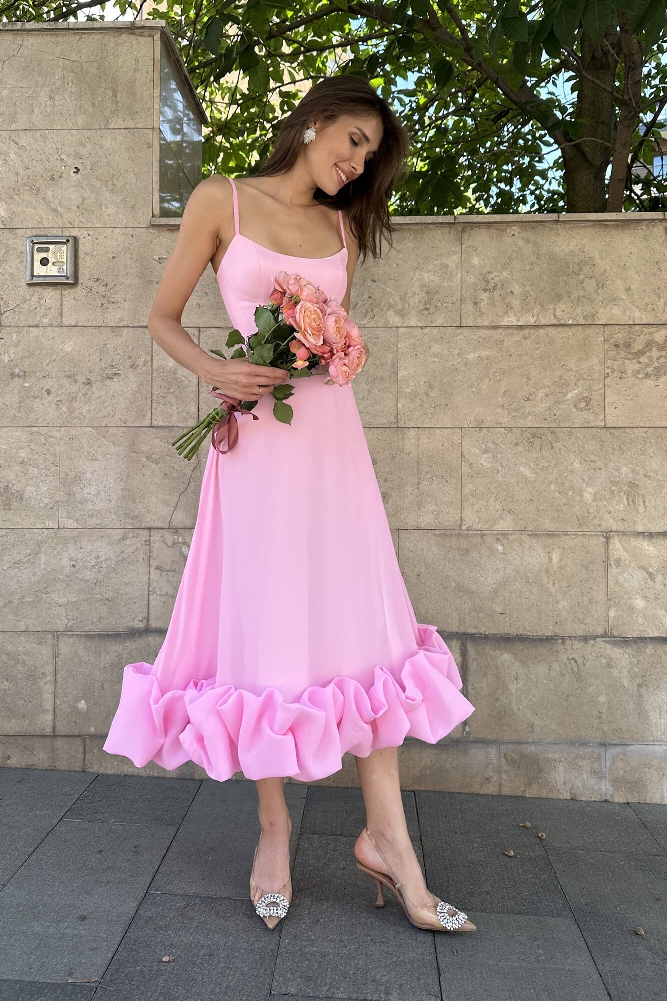 Sleeveless Spaghetti Straps Sleeveeless A-Line Prom Dress