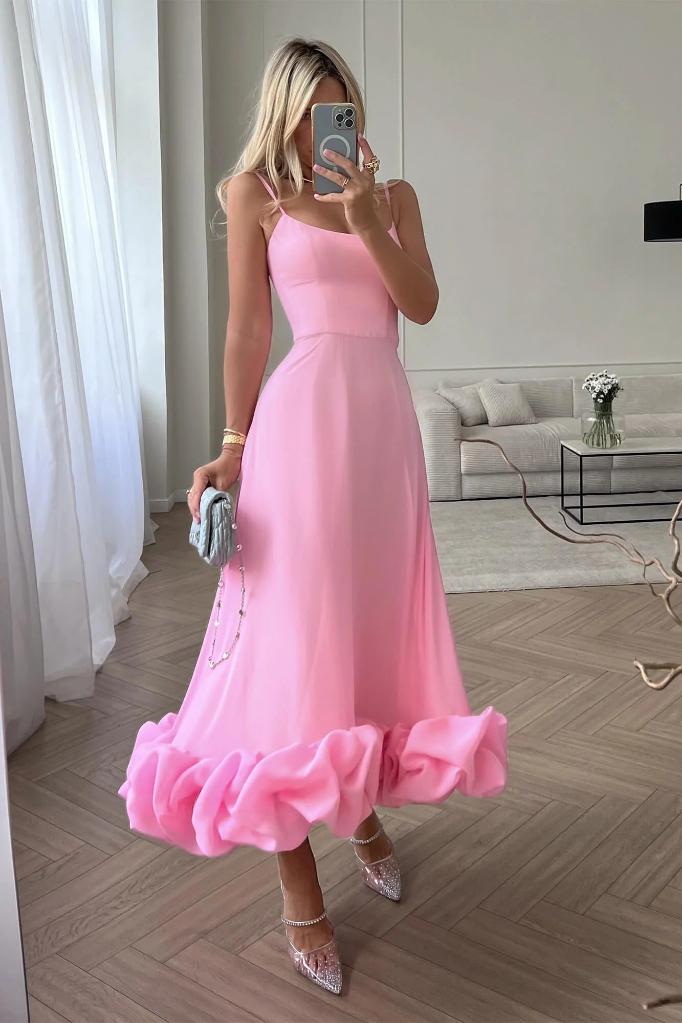 Sleeveless Spaghetti Straps Sleeveeless A-Line Prom Dress