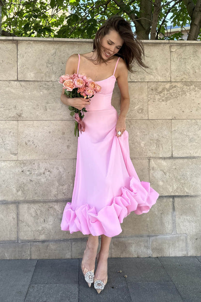 Sleeveless Spaghetti Straps Sleeveeless A-Line Prom Dress