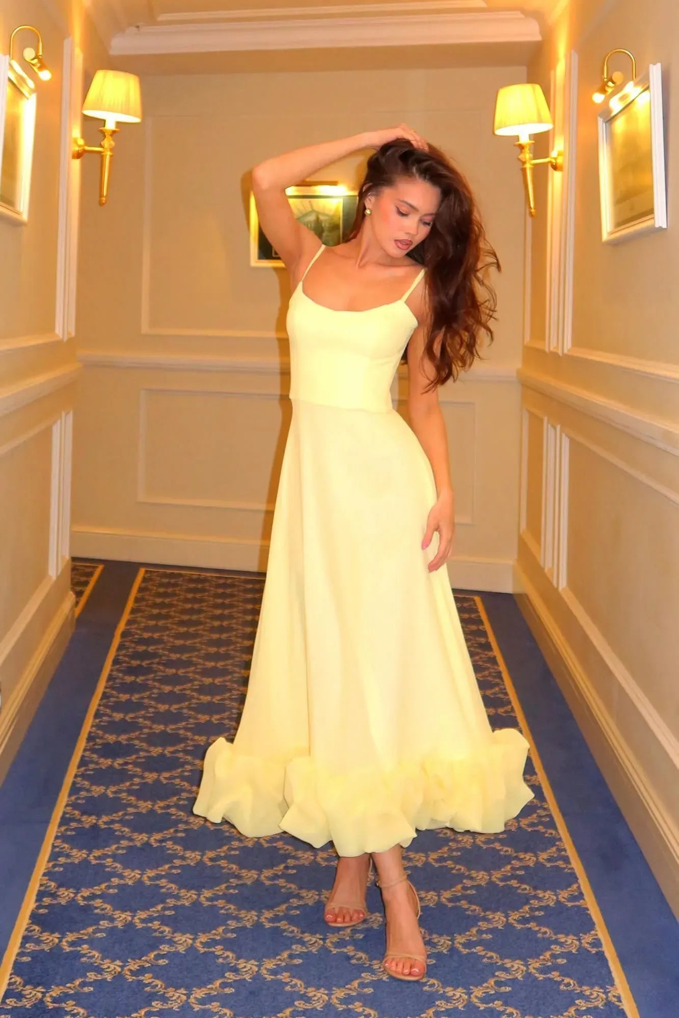 Sleeveless Spaghetti Straps Sleeveeless A-Line Prom Dress