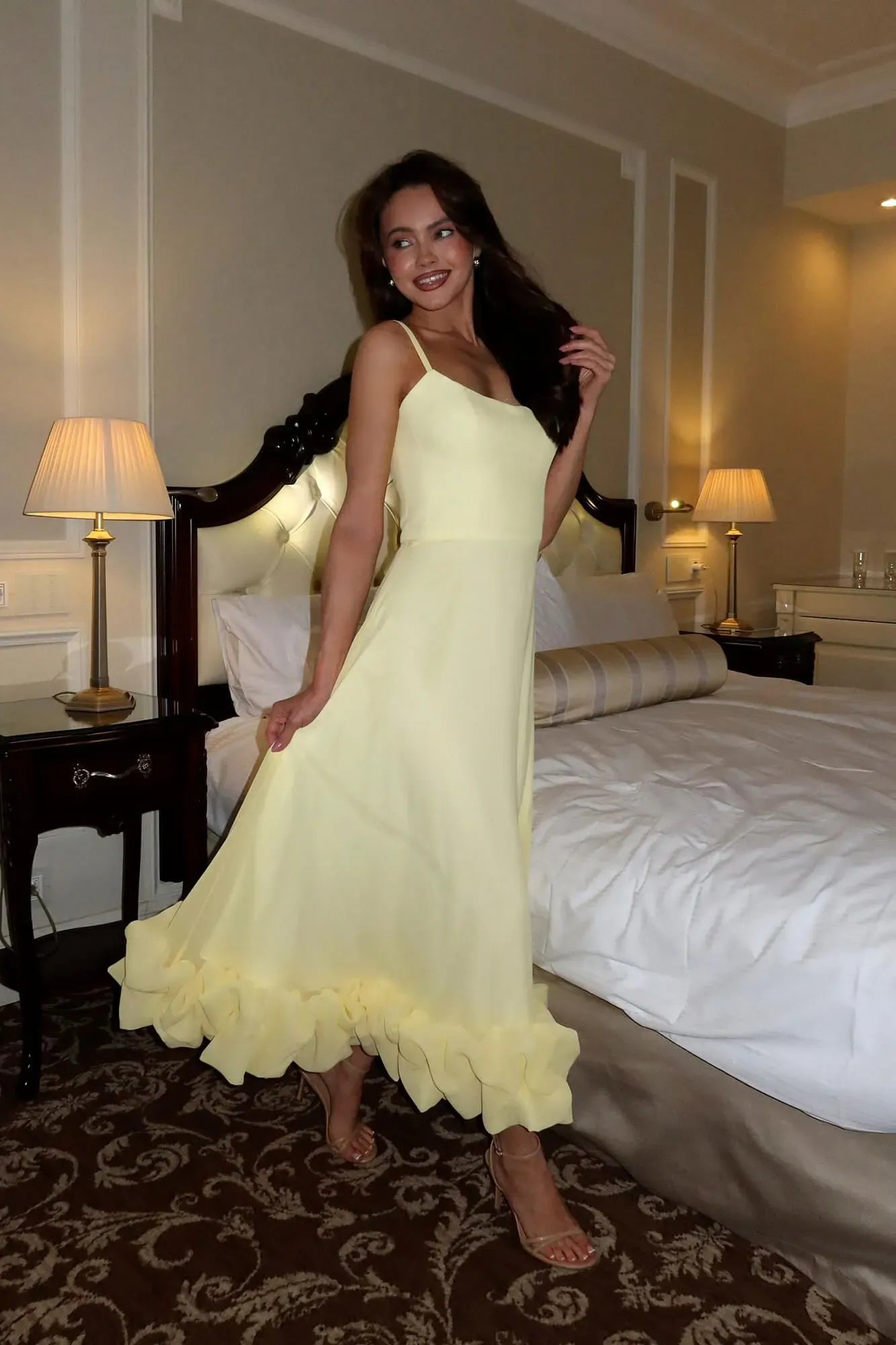 Sleeveless Spaghetti Straps Sleeveeless A-Line Prom Dress