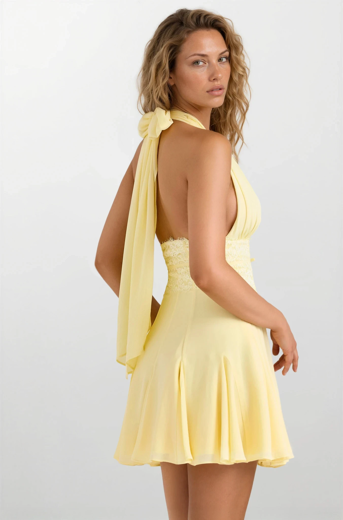 Halter V-Neck Backless Short Mini Party Prom Dress