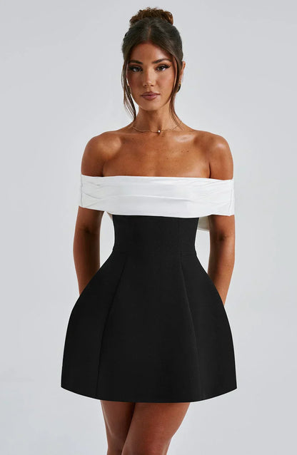 Off the Shoulder  Sleeveless Back Bow A-Line Short Mini Prom Dress