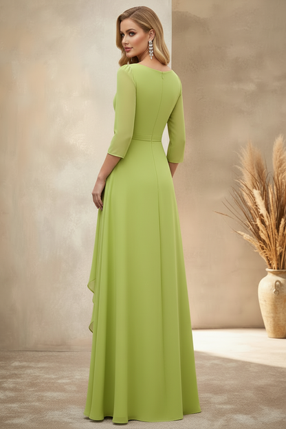 Chiffon 3/4 Sleeve A-Line Applique Mother of the Bride Dress