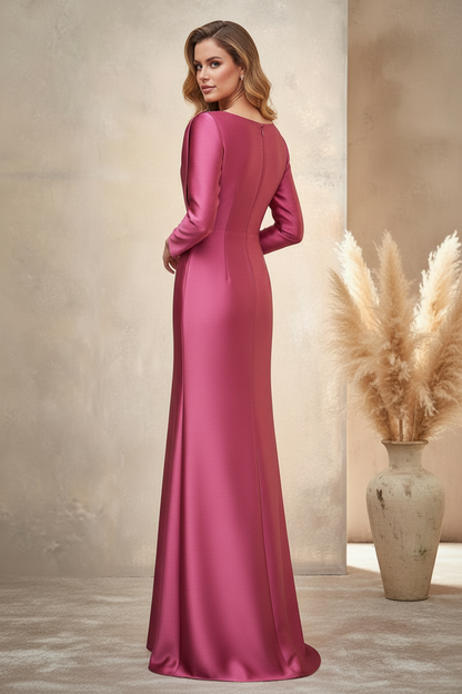 Long Sleeve Mermaid Floor-Length Mother of the Bride Dress