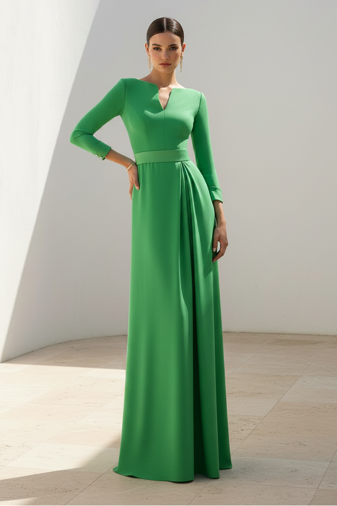 Long Sleeve A-Line Floor-Length Mother of the Bride Dress