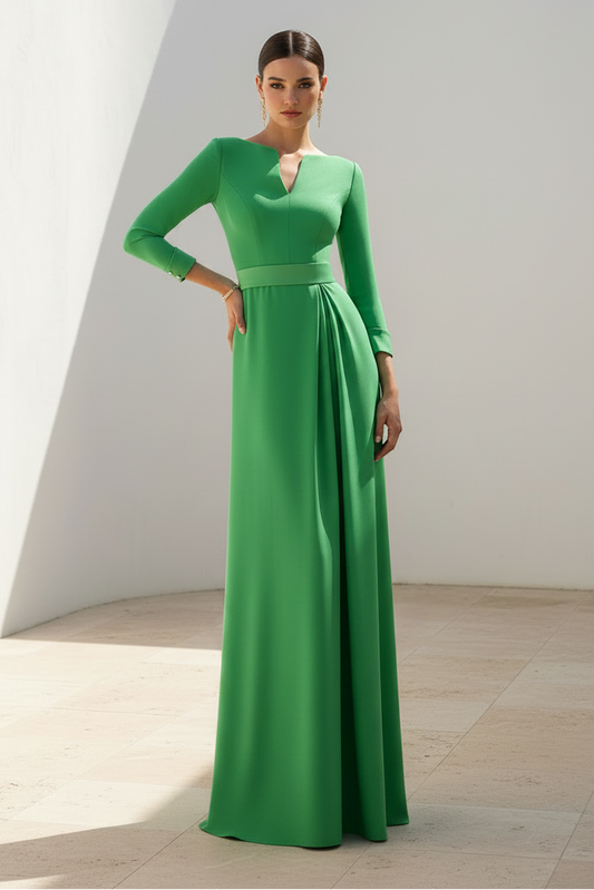 Long Sleeve A-Line Floor-Length Mother of the Bride Dress