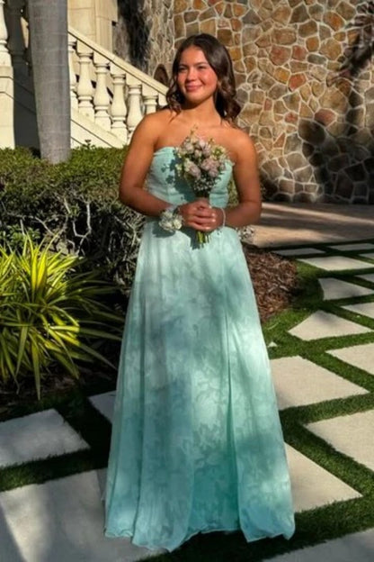 Beautiful A Line Sweetheart Mint Green Long Prom Dress with Split Front
